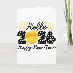 Carte Bonjour 2026 Bonne Année 2026 Coquette Nœud Disco 