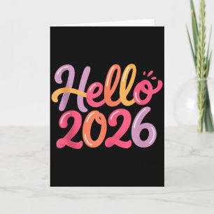 Carte Bonjour 2026 Nouvel An Célébration Amusante Coloré