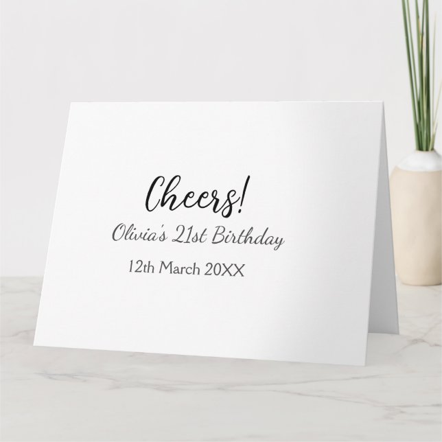 Carte Bonjour 21e anniversaire ajouter nom date simple m (Devant)
