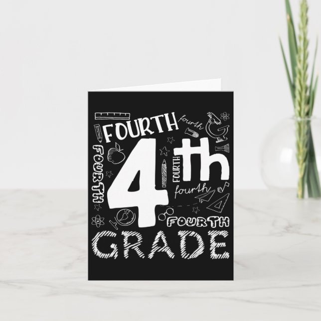 Carte Bonjour 4e Année Enseignants Garçons Et Équipe 4e  (Devant)