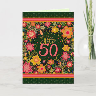 Carte Bonjour 50 Plutôt Floral Amusants Anniversaire Ins