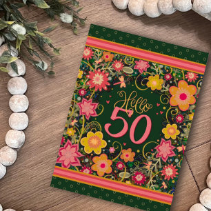 Carte Bonjour 50 Plutôt Floral Amusants Anniversaire Ins