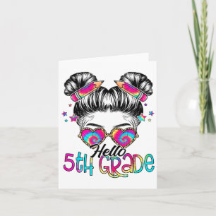 Carte Bonjour 5e année Messy Bun Ck À l'école Cravate D