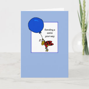 Carte Bonjour à College Whimsical Ladybug avec ballon