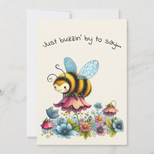 Carte Bonjour Amitié Abeille et Fleurs Fantaisistes