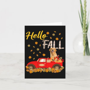 Carte Bonjour Automne Golden Retriever Leaf Automne Red 