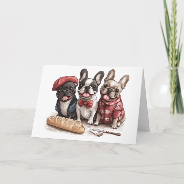 Carte Bonjour Bouledogues Français (Devant)