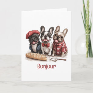 Carte Bonjour Bouledogues Français