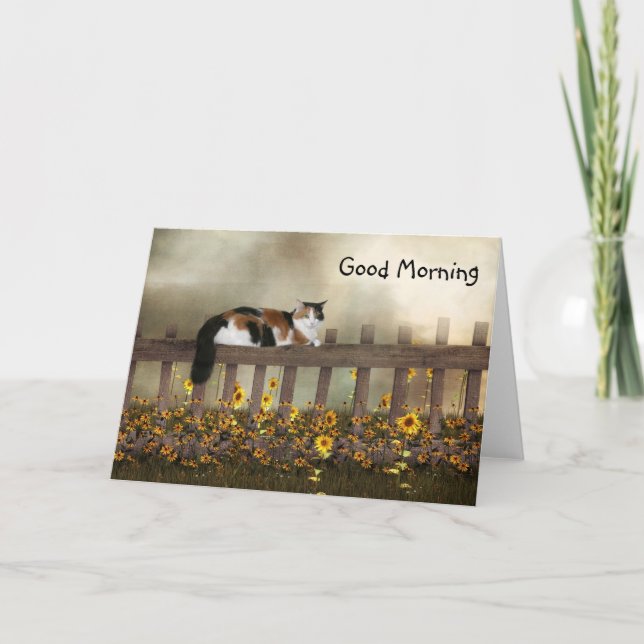 Carte Bonjour calico kitty (Devant)