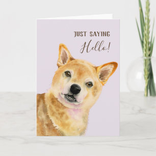 Carte Bonjour Chien mignon Shiba Inu