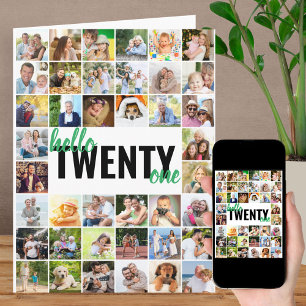 Carte Bonjour Collage de photos pour 21 ans