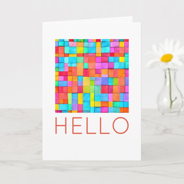 Carte BONJOUR Colorful Abstrait Art Moderne Fun (Petite plante)