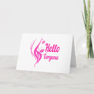 Carte Bonjour Dame Magnifique Dessin de Visage Typograph