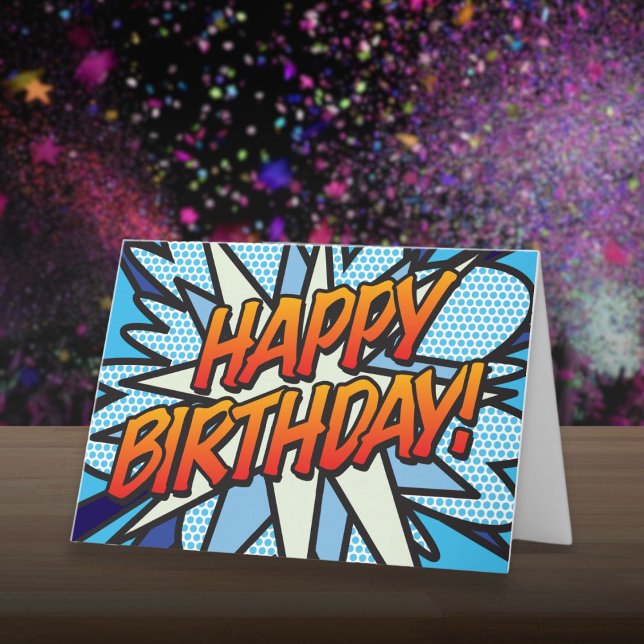 Carte BONJOUR D'ANNIVERSAIRE BD Pop Art (Fun HAPPY BIRTHDAY Comic Book Pop Art Card)