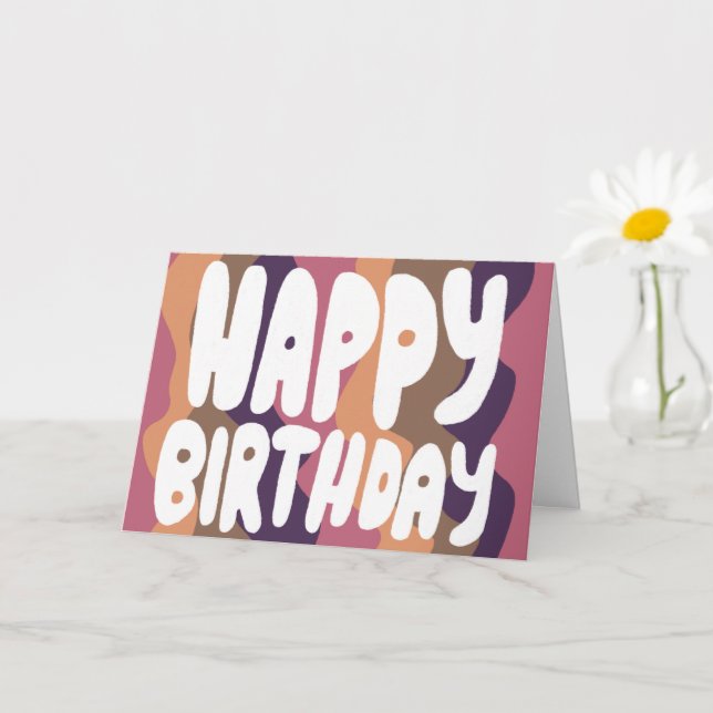 Carte BONJOUR D'ANNIVERSAIRE Colorful Bubble Lettres Ann (Petite plante)