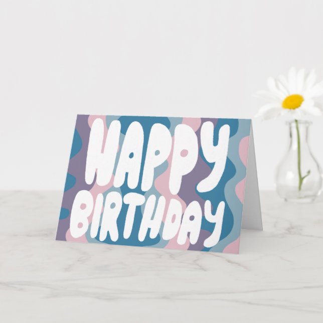 Carte BONJOUR D'ANNIVERSAIRE Colorful Bubble Lettres Ann (Petite plante)
