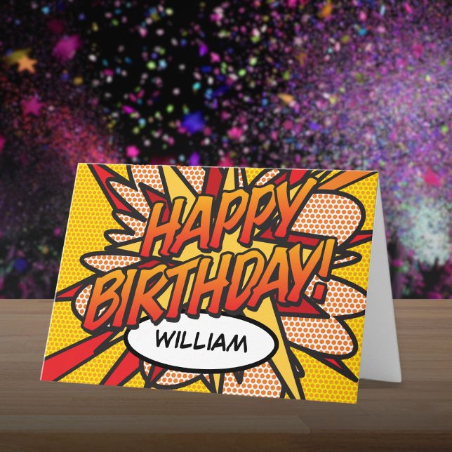 Carte BONJOUR D'ANNIVERSAIRE Cool amusant Comic Book (HAPPY BIRTHDAY Fun Cool Comic Book Card)