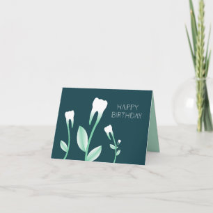 Carte BONJOUR D'ANNIVERSAIRE dents fleuries