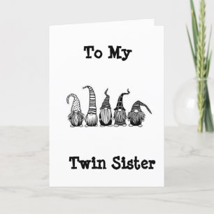 CARTE BONJOUR D'ANNIVERSAIRE DU STYLE GNOME À MON "TWIN"