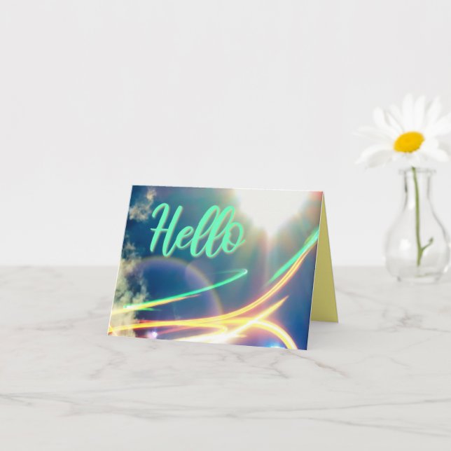 Carte Bonjour dans Light Trail et Sky Folted Greeting Ca (Petite plante)
