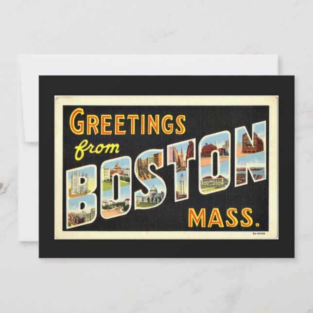 Carte Bonjour depuis Boston, messe. (Devant)