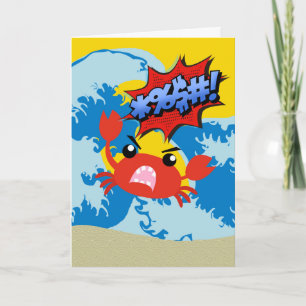 Carte Bonjour drôle d'un crabe de crabe sur les médicame