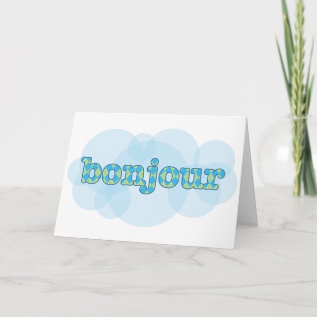 Carte Bonjour en bonjour français avec motif Jacquard (Devant)