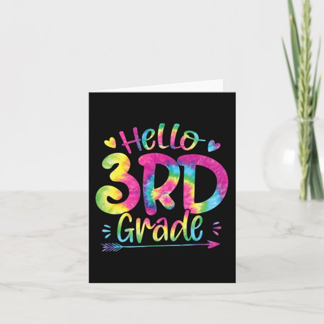 Carte Bonjour Enseignants de 3e année Étudiants Tie Dye  (Devant)