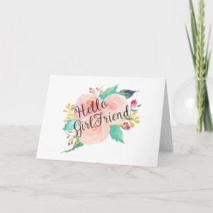 Carte Bonjour Fille Ami Aquarelle Floral