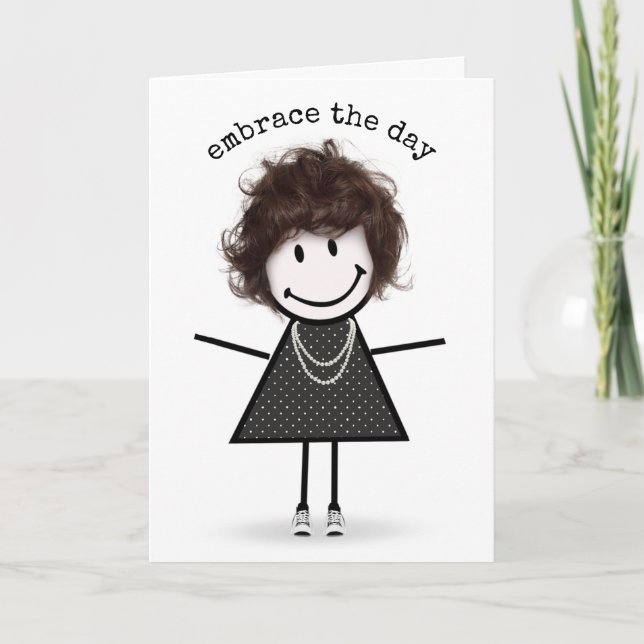 Carte Bonjour Fille Silhouette En Baskets (Devant)