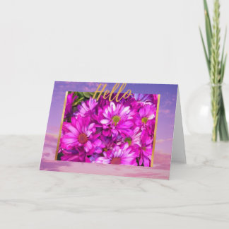 Carte Bonjour Floral Gold Greeting Card
