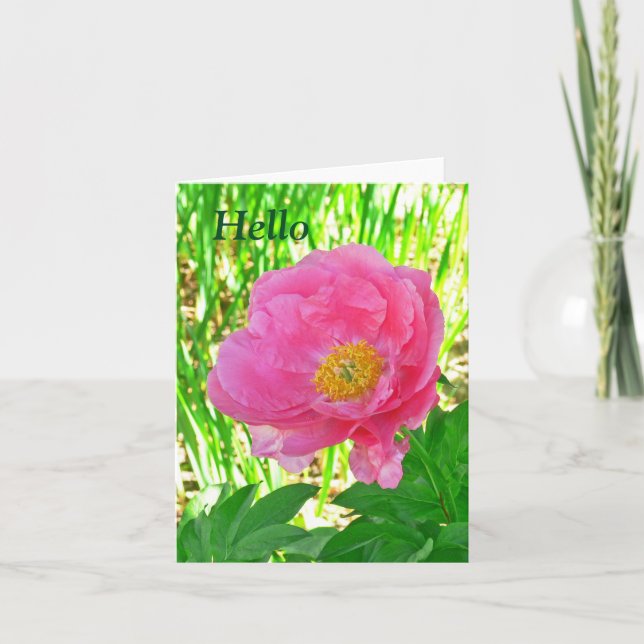 CARTE "BONJOUR" FLORALE/ROSE PEONY/CARTE POUR NOTES /BLA (Devant)