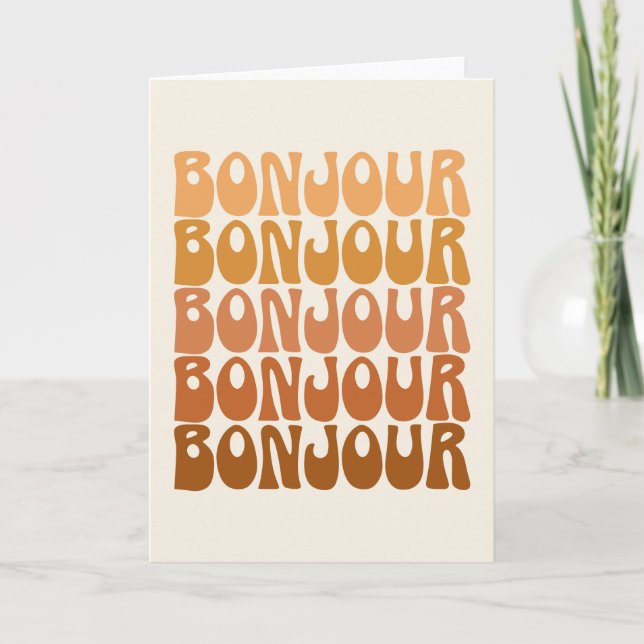 Carte Bonjour | Français Bonjour en Typographie Super Br (Devant)
