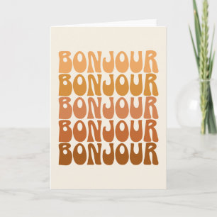 Carte Bonjour   Français Bonjour en Typographie Super Br