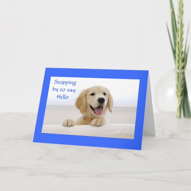 Carte Bonjour Golden Retriever Puppy Grey Card (Devant)