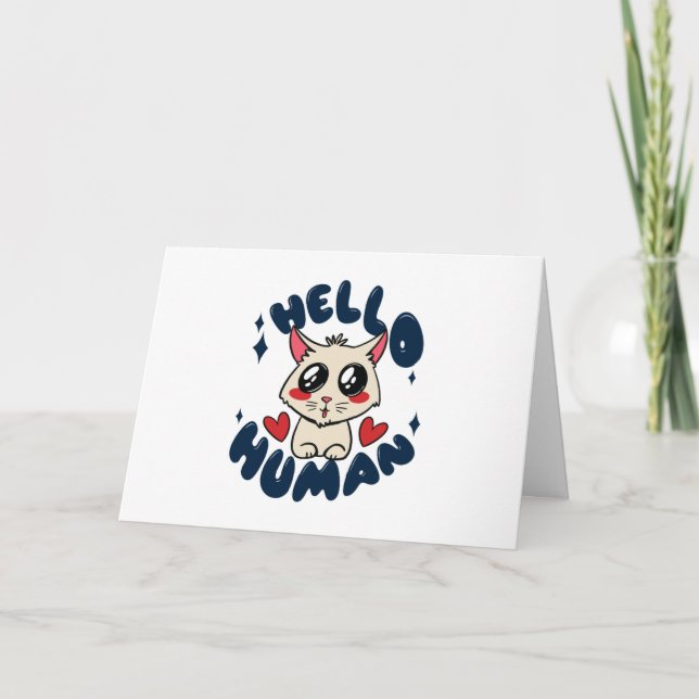 Carte Bonjour homme Cute Cat (Devant)