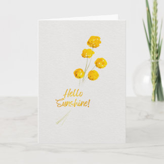 Carte Bonjour Jaune Soleil Billy Buttons Aquarelle