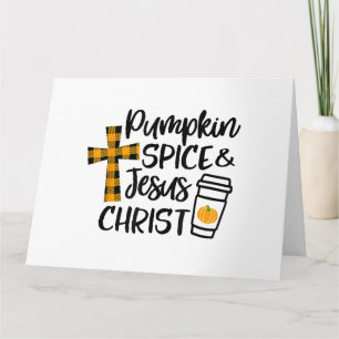 Carte Bonjour l'automne épice de citrouille & Jésus-Chri