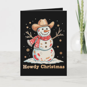 Carte Bonjour Noël Bonhomme de neige Occidental Cow-boy