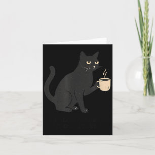 Carte Bonjour obscurité, vieil ami, chat et café Hallowe