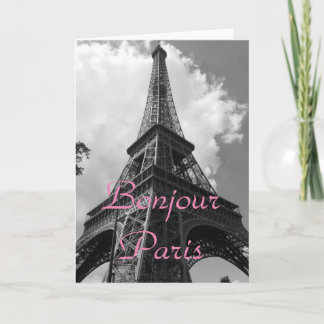 Carte Bonjour Paris Noir Blanc Tour Eiffel France