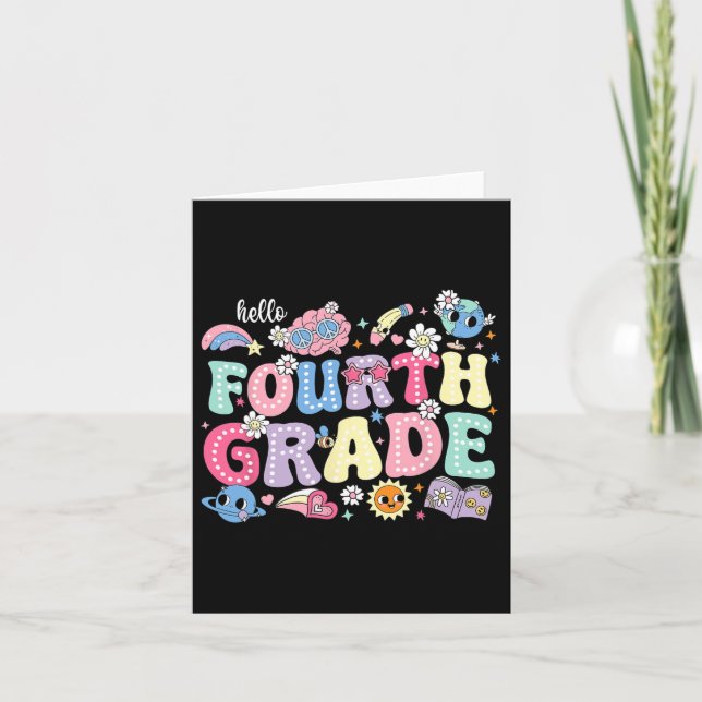 Carte Bonjour quatrième 4e année retour à l'école profes (Devant)