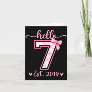 Carte Bonjour sept est 2019 7e anniversaire fille coquet