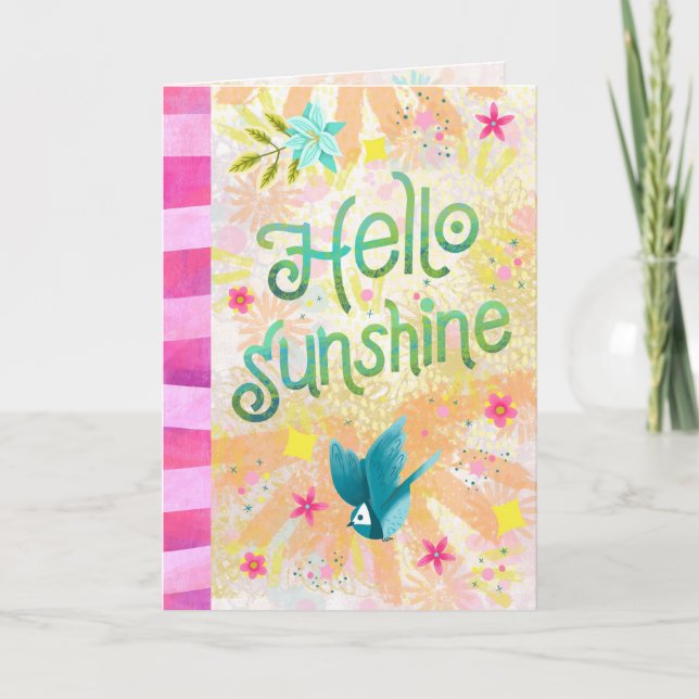 Carte Bonjour Soleil – Chaleureuse salutation écrite à l (Devant)