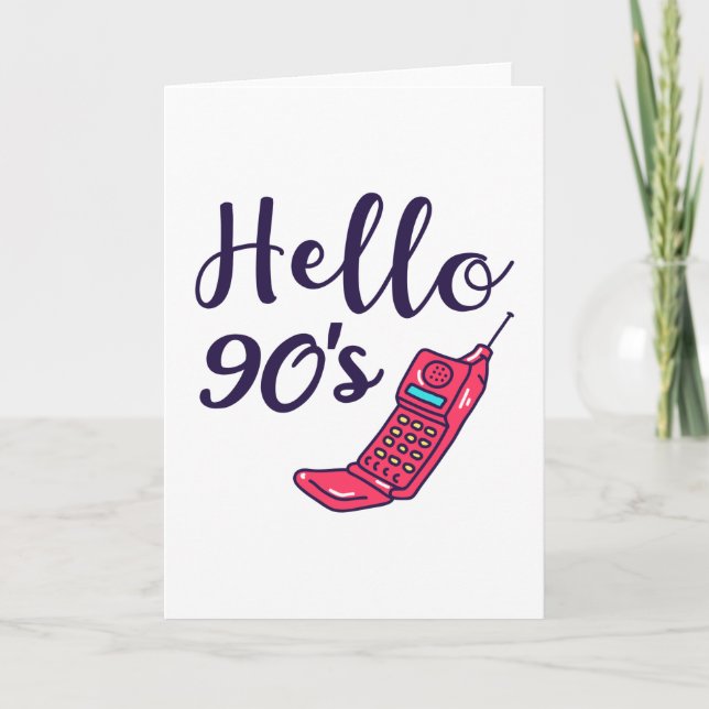 Carte Bonjour téléphone mobile des années 90 (Devant)