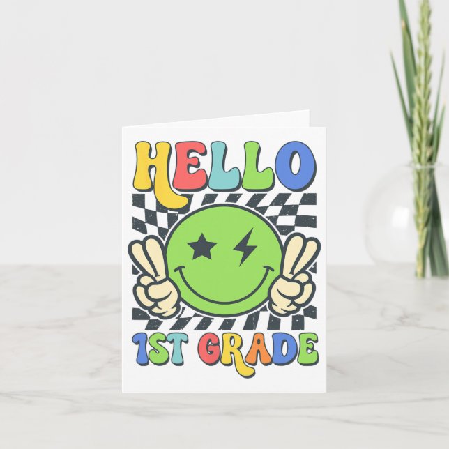 Carte Bonjour Vibes De 1Ème Année Super Sourire Visage R (Devant)