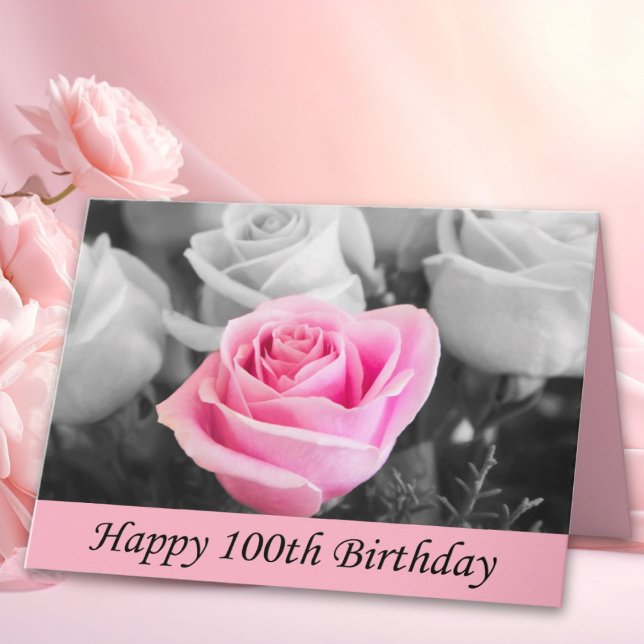 Carte Bonne 100e anniversaire de la photographie Rose (Créateur téléchargé)