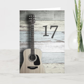 Carte Bonne 17ème anniversaire Guitare Musician Greeting