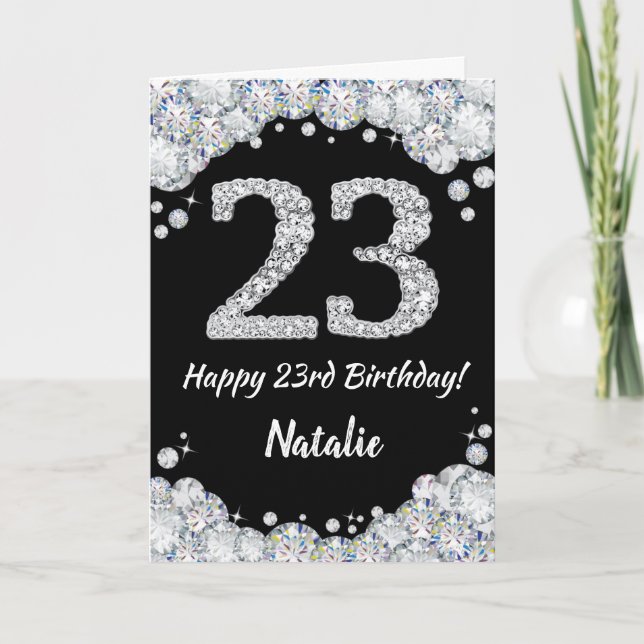 Carte Bonne 23e anniversaire Black and Silver Parties sc (Devant)
