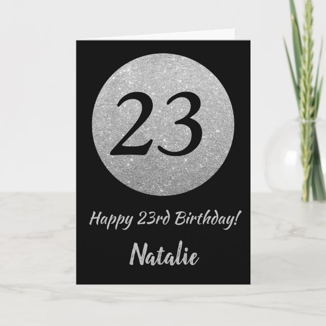 Carte Bonne 23e anniversaire Black and Silver Parties sc (Devant)